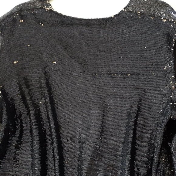 EUC IRO black & silver double faced sequin cold shoulder ruffle sleeve top - Picture 16 of 16